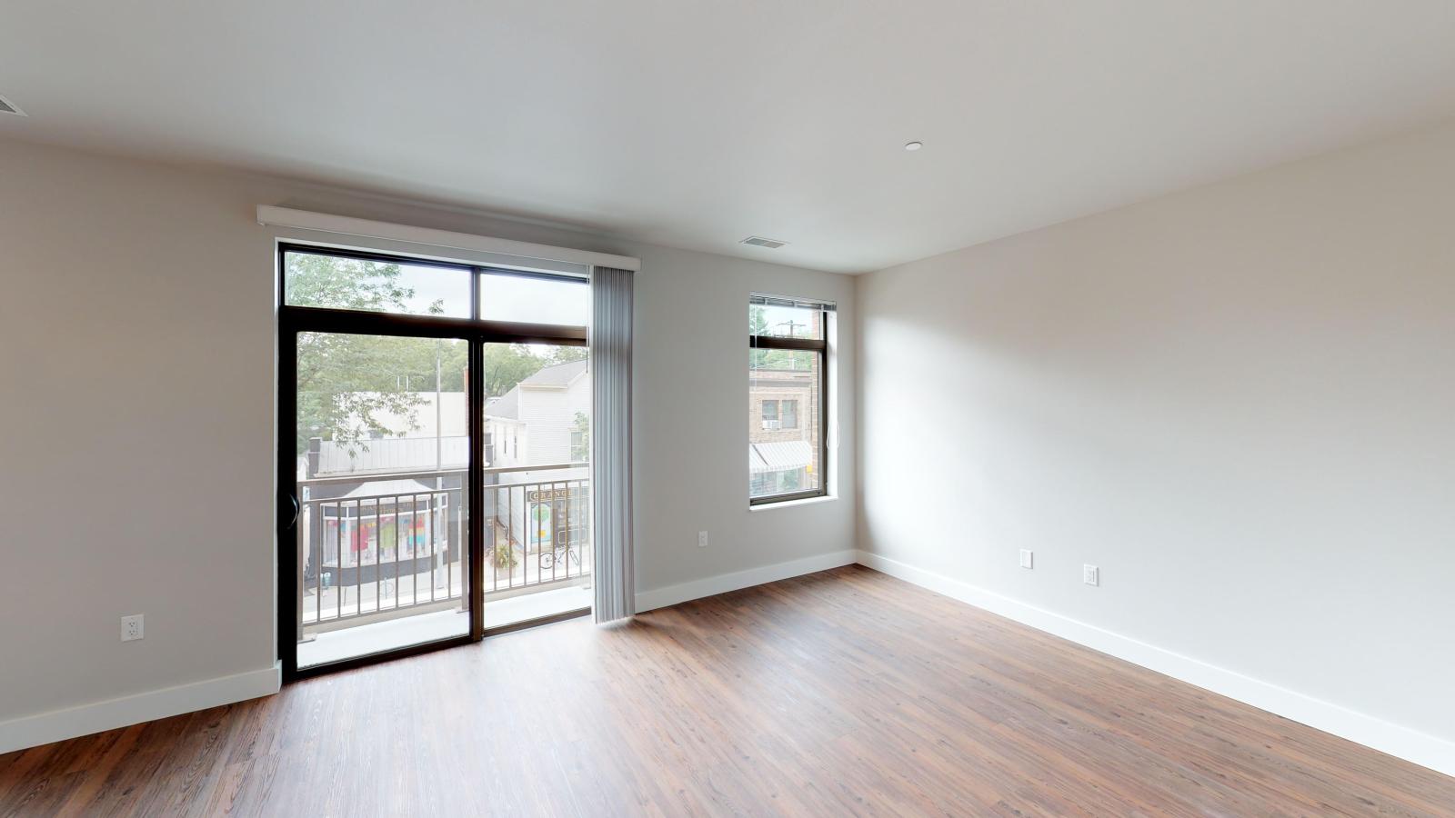 Bright and modern one-bedroom apartment at 1722 Monroe Apartments in Madison with natural light and classic finishes.