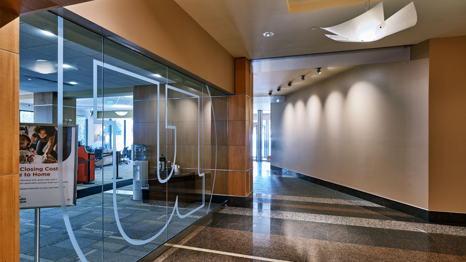 Elegant lobby at 44 East Mifflin with high ceilings and modern finishes