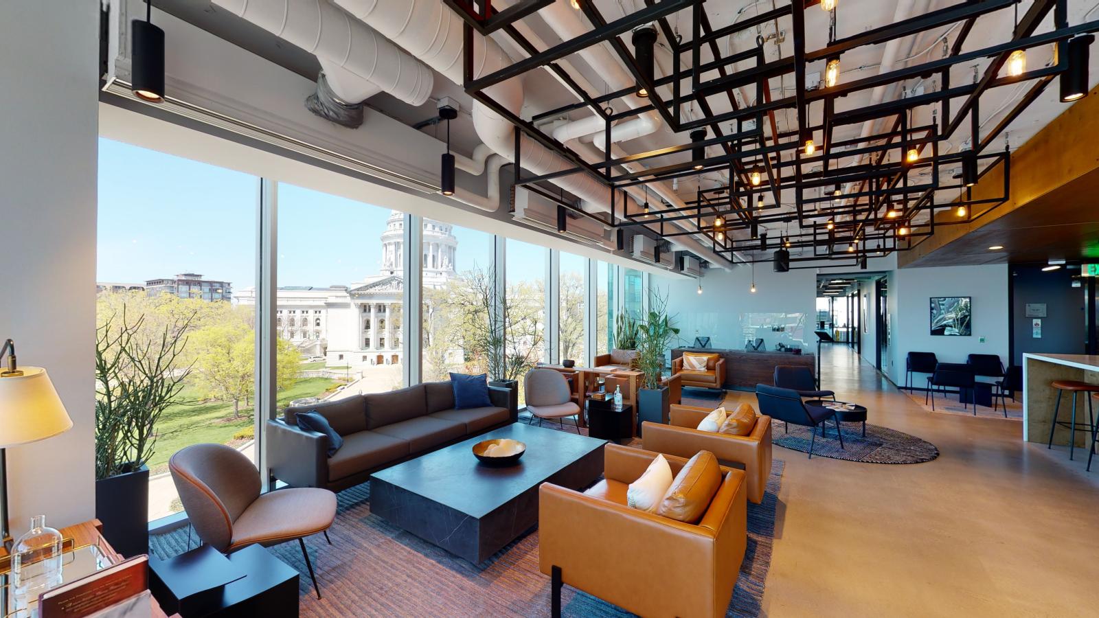 Modern office space and views showcased at Urban Office Coworking in downtown Madison 