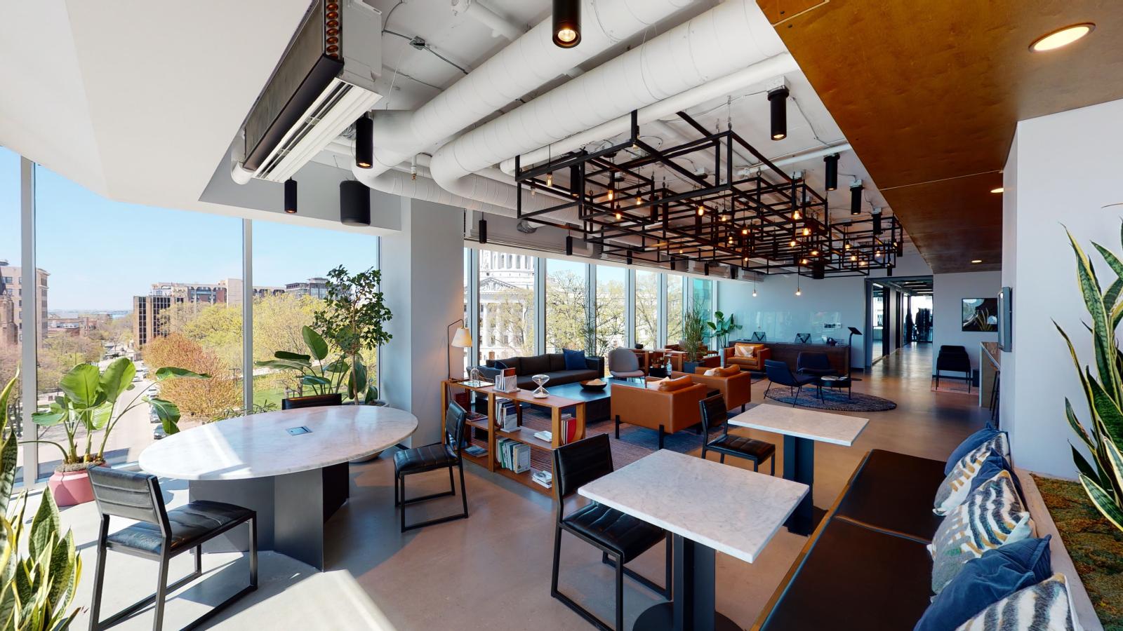 Modern office space and views showcased at Urban Office Coworking in downtown Madison 