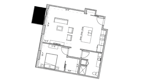 ULI Seven27 336 - One Bedroom, One Bathroom Floor Plan 