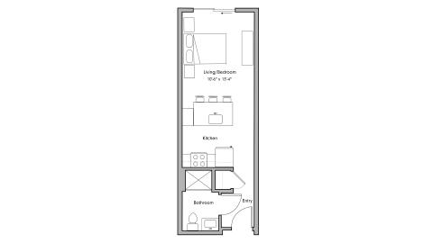 ULI The Penny 418 - Studio, 1 Bath Floor Plan