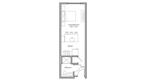 ULI The Penny 428 - Studio, 1 Bath Floor Plan